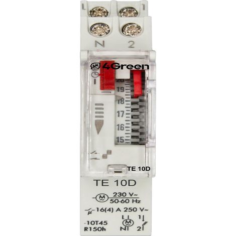 Interrupteur Horaire électromécanique à Cavaliers, Minuterie avec Programmation Journalière, Rail DIN 1 Module, Réserve de Marche 100h, Alimentation 230V, Blanc (1/3)