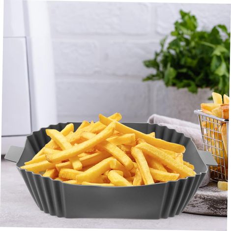 Tapis silicone carré friteuse à air 16 cm, revêtement antiadhésif réutilisable pour modèles 4-7 L gris, accessoire cuisson pratique durable (1/5)