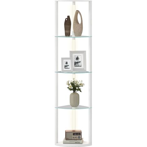 HOMCOM LED Floor Lamp with Shelves, Dimmable Standing Lamp with Foot Switch