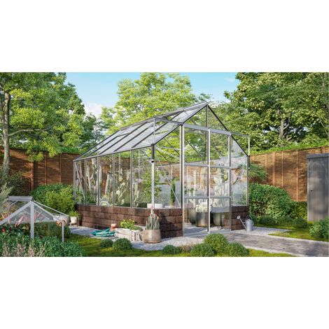 Vitavia Gewächshaus "Cassandra 8300", aluminium eloxiert, 8,3 m², mit Sockelmauer in herbstlaub, 3 mm ESG (1/3)
