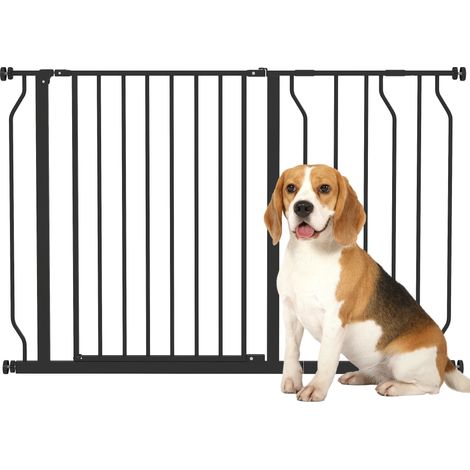 Barrera para mascotas, ancho ajustable, mecanismo de seguridad de doble cierre, color negro - 115 x 1,5 x 76 cm, 115 x 1,5 x 76 cm (1/2)