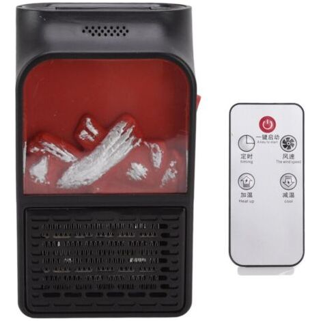 QORVA- Mini chauffe-flamme 1000W PTC en céramique, chauffage rapide, cheminée Portable silencieuse avec boîtier givré ignifuge pour maison, prise ue 220V (1/4)