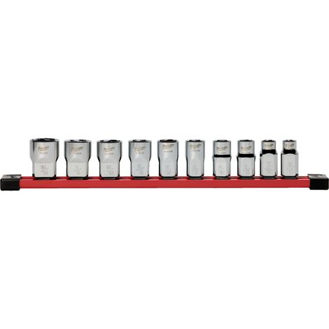 MILWAUKEE ZESTAW NASADEK IMPERIALNYCH 1/2 10szt. NA SZYNIE