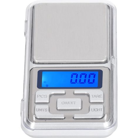 Balance de poche numérique mini écran LCD rétroéclairé précision 0,01g jusqu'à 200g multi-usage ABS acier inox pour nourriture bijoux herbs (1/5)