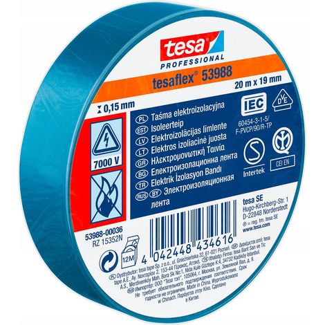 Cinta aislante azul Tesa 20 mx 19 mm (1/3)
