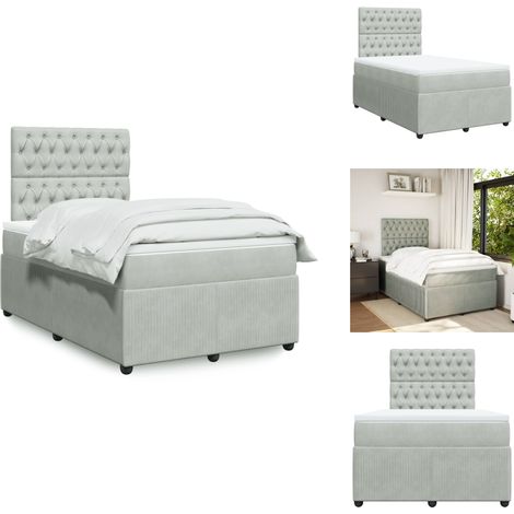 Sommier à lattes de lit et matelas Gris clair 120x200cm Velours - Sommier À Lattes De Lit - Sommiers À Lattes De Lit - Lit - Meuble De Chambre À Coucher (1/5)