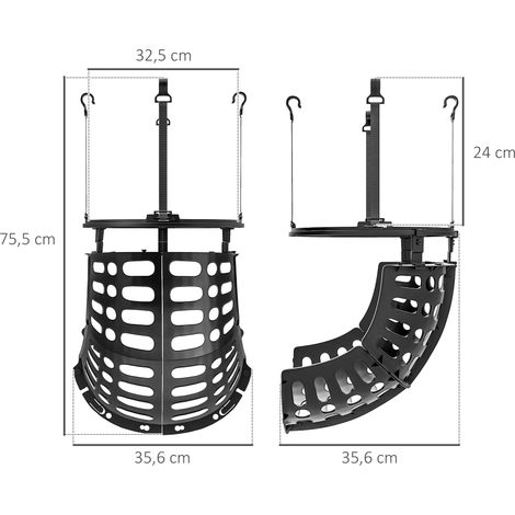 Basketball-Rebounder, höhenverstellbar, 360° drehbar, Kunststoff, 35,6L x 35,6B x 75,5H cm, Schwarz