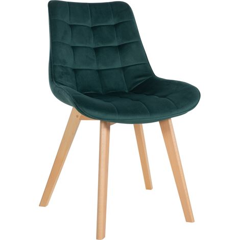 Silla de comedor Brook en terciopelo Verde