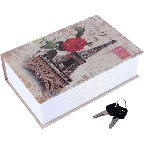 Dictionnaire coffre-fort avec clé dictionnaire sécurité mini faux livre argent cachette type Eiffel (1/5)