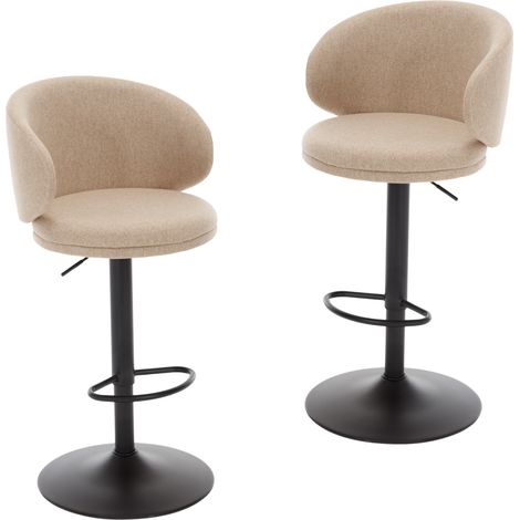 Wahson Lot de 2 Tabouret de Bar Réglable en Lin, Tabourets de Bar avec Repose-Pieds Chaise Bar Haute pour Bar, Kaki