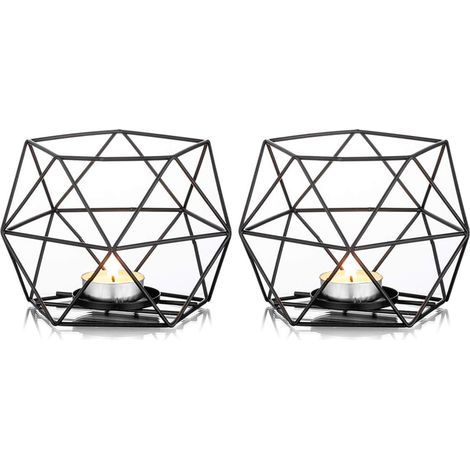 Bougeoir Métallique Géométrique Pour Bougie Chauffe-Plat Décoration Intérieure Mariage Maison Lot De 2 (1/5)