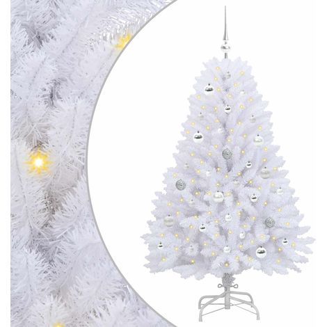 Albero di Natale Albero natalizio Albero festivo Artificiale con Rami Pieghevoli Bianco 150 cm (1/5)
