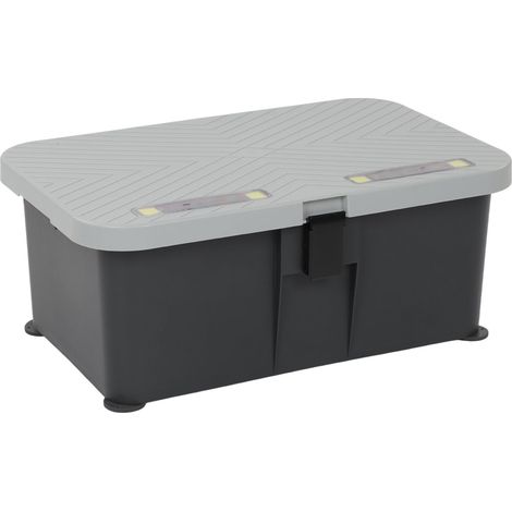Coffre de coffre voiture 52L capacité 150KG charge avec couvercle, boîte à pédales lumineuse solaire pour camping-car (1/5)