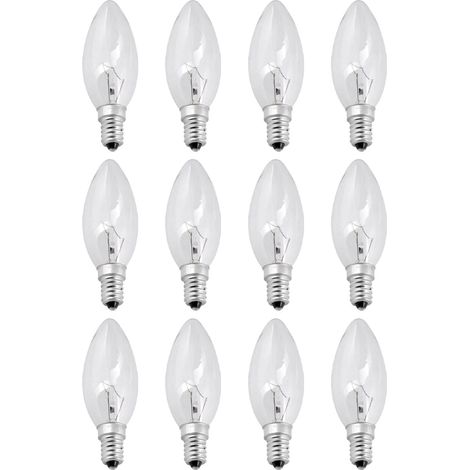 Ampoule Bougie - 40 W - E14 - Blanc Clair - Incandescence - 360° - IRC 80 - Dimmable - 12 Pièces (1/5)