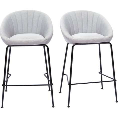 Barhocker hellgrauer Stoff 65cm (2er Set) SHERU