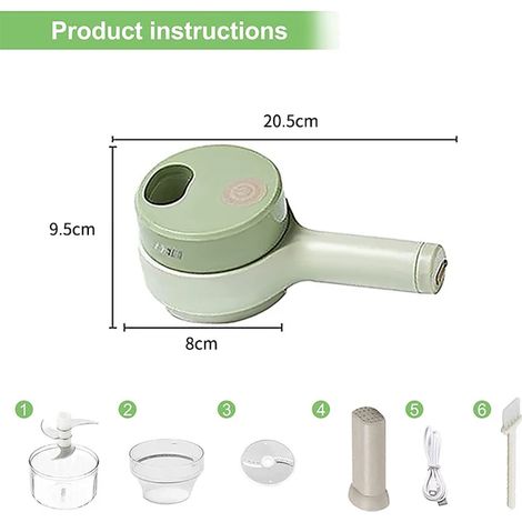 Hachoir à légumes électrique portable sans fil, robot culinaire, hachoir à ail, poivrons, piments, oignons, gingembre, presse-purée, coupe-légumes (1/4)