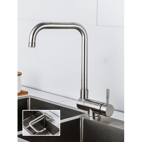 Mitigeur Cuisine Rabattable Robinet Pliable de Sous Fenêtre à 180° et Rotatif 360° brossé Argent (1/4)