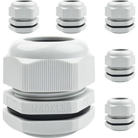 6Pcs Presse-étoupes, Bolatus Étanche M40 x 1,5 Contre-écrou Presse-étoupe Plastique Connecteurs de Câble Étanches