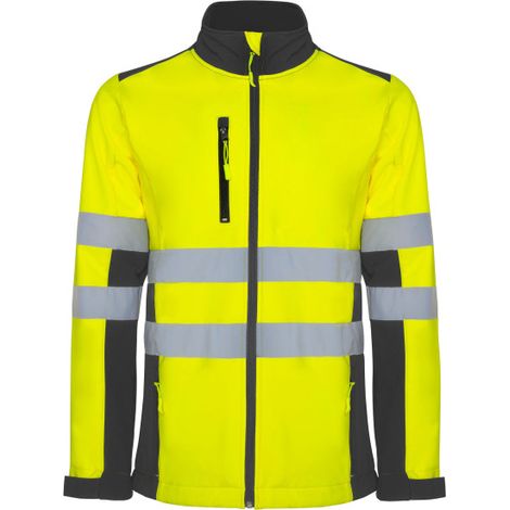 Chaqueta Softshell bicolor de alta visibilidad von cintas reflectantes ANTARES ROLY XXXXL Plomo / Amarillo flúor (1/3)