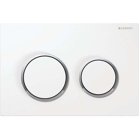 Plaque de commande WC Geberit Kappa 21 115240KJ1 blanc – Finition chrome brillant – Pour 2 bouffées – Fonctionnement avant ou haut (1/5)