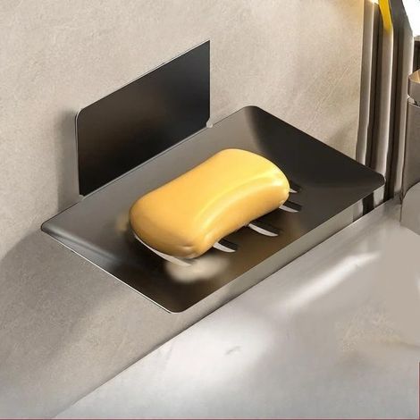 Porte-savon autocollant noir à 4 emplacements pour douche - Porte-savon mural en acier inoxydable pour salle de bain - Porte-savon - Noir Couleur: Noir (1/5)