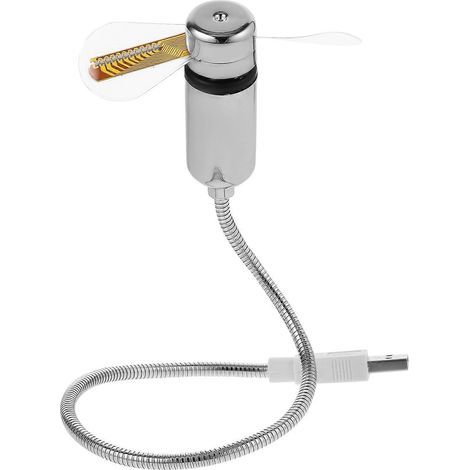 Mini ventilateur USB flexible à LED clignotantes programmable pour PC portable et ordinateur de bureau (argenté) (1/4)