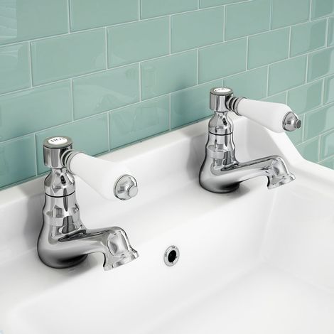 Imperior Traditional Bathroom Hot & Cold Twin Basin Taps (1/5)
