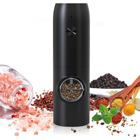 Moulin électrique à sel et poivre - finesse de mouture réglable - batterie et lumière LED - matériau ABS - rechargeable par USB (1/5)