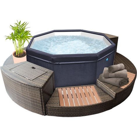 Spa Netspa Octopus ottagonale semirigida 4+2 posti 1000l 193x73cm + mobili - Riscaldamento/Filtrazione portatile (1/5)