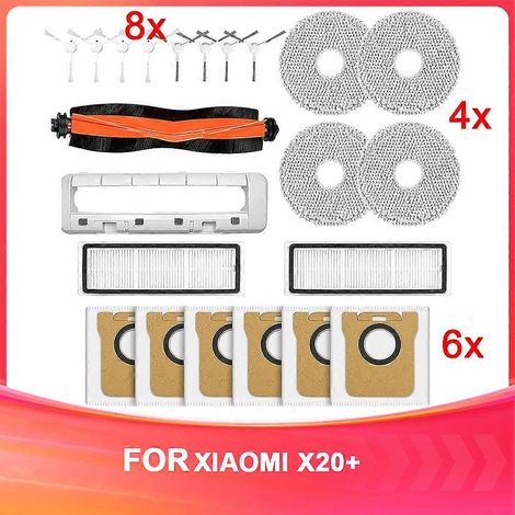 Accessoire pour aspirateur robot Xiaomi X20+ : brosse principale latérale, filtre HEPA, lingette de nettoyage, sac à poussière (pièces de rechange). (1/5)
