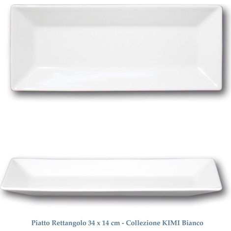 Piatto rettangolare in Porcellana Bianco Kimi 34 x 14 cm