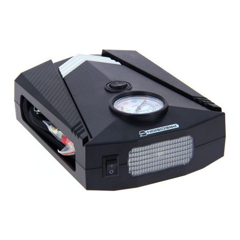 Mini compresseur 12V - PRECISION STEEL - 8 Bars - Embouts Presta - Schrader - Aiguille - Longueur 3m - 100 W - Torche LED (1/5)