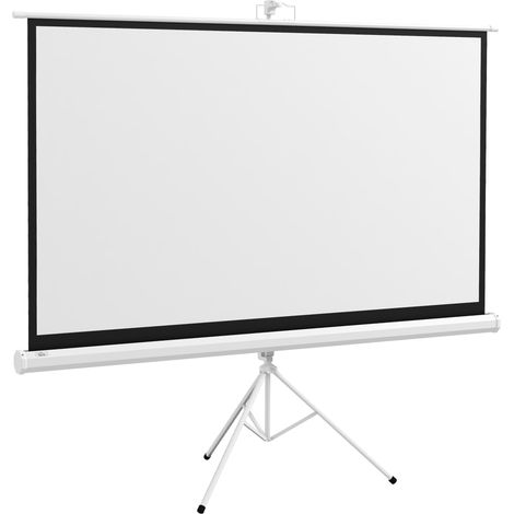 84-Zoll-Projektionsleinwand mit verstellbarem Stativ, aus Kunststoff und Metall, 200 x 8 x 118 cm, weiß