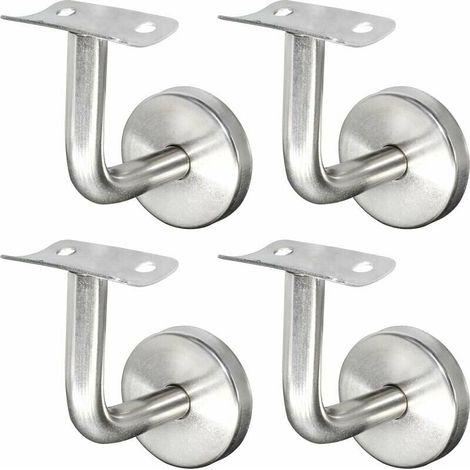 royaluxe - Support de main courante en acier inoxydable pour rampes Support mural garde-corps en bois argent (4 pièces) (1/4)