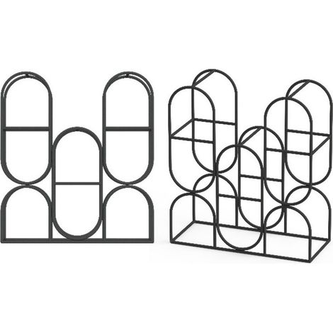 14 Inch 8 Bottle Wine Rack - Cast Iron - L8 x W18 x H33 cm - Black