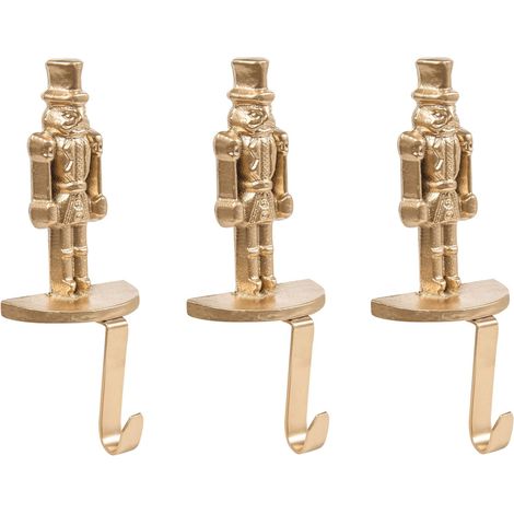 Set of 3 Christmas Stocking Holders KAJAANI Nutcracker 21 cm Gold (1/5)