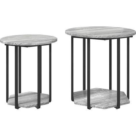 Maison Exclusive - Conjunto de mesas auxiliares con estante 2 pcs
