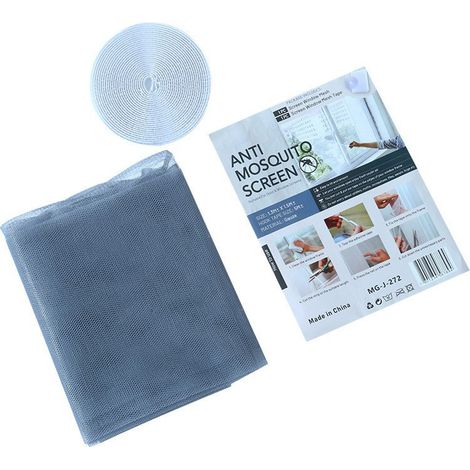 Moustiquaire de fenêtre en polyester,maille respirante,filet anti-insectes,installation amovible,pour usage domestique(Gris,1,5x1,5 mètres)