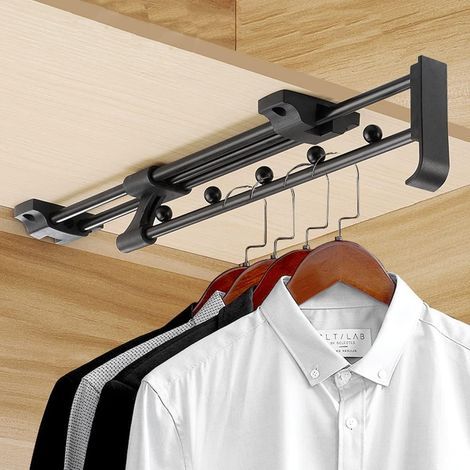 305mm Barre de penderie coulissante robuste et extensible Barre de penderie coulissante pour un espace de rangement accru Barre de suspension (1/5)