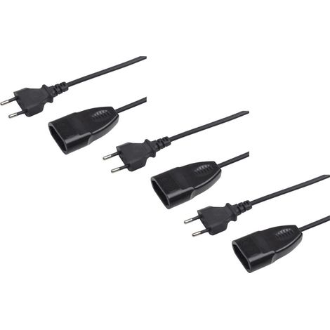 Meister Euro-Verlängerung - 3 Stück - 3 m Kabel - schwarz - Kunststoffleitung - IP20 Innenbereich - Ideal für Lampen & Lichterketten / Verlängerungskabel / Euro-Stecker / Euro-Kupplung / 7431320 (1/2)