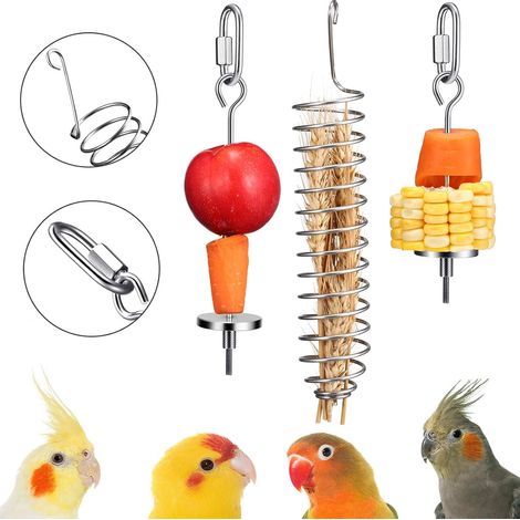 3PCS Oiseau Nourriture Titulaire En Acier Inoxydable Perroquet Suspendus Mangeoire à Fruits Légumes (1/5)