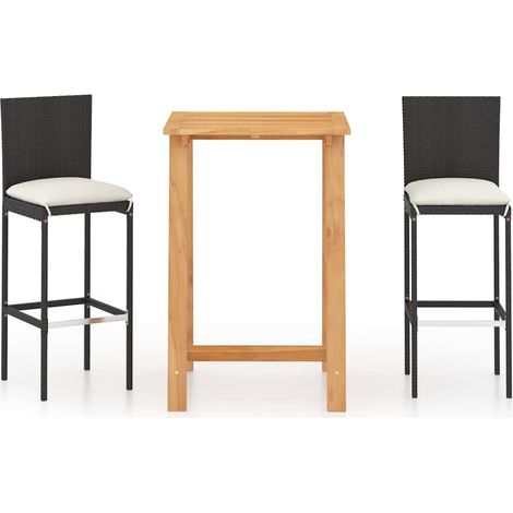 Maison Exclusive - Set Bar da Giardino 3 pz con Cuscini Nero