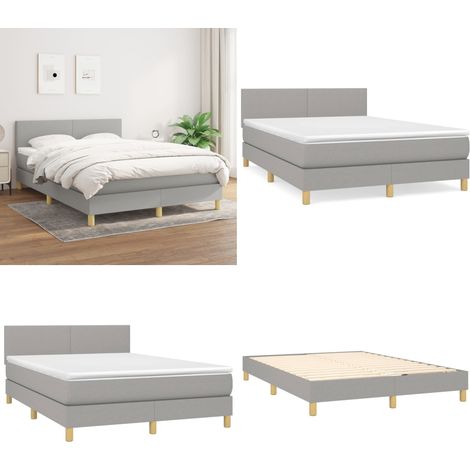 Boxspringbett mit Matratze Hellgrau 140x200 cm Stoff - Boxspringbett - Doppelbett - Bettenrahmen - Schlafsystem - Hellgraues Bett - Home & Living