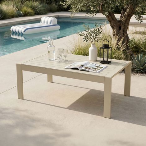 Table de jardin 96x60x41cm en aluminium crème