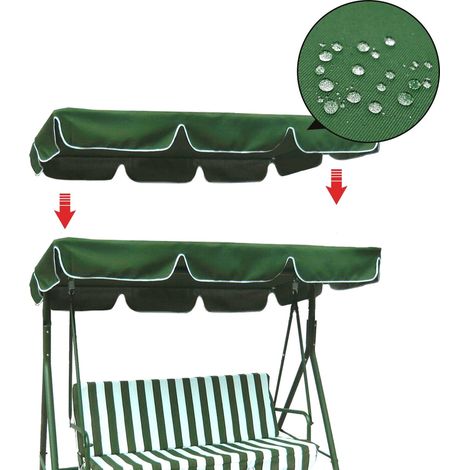 Canopy - Oxford Fabric - Waterproof Sun Shade Cover For Garden Swing - Fits Two-Seater Swings - 142 x 120 x 18 cm (1/5)