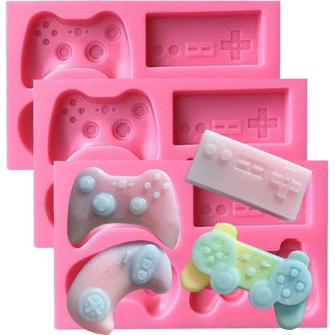 Moules en Silicone 3D Jeux Vidéo Contrleur Fondant Mould pour Décorer des Gateaux Outils de Patisserie DIY Bonbons Muffin Gelée Chocolat Moules 3 pièces, (1/3)