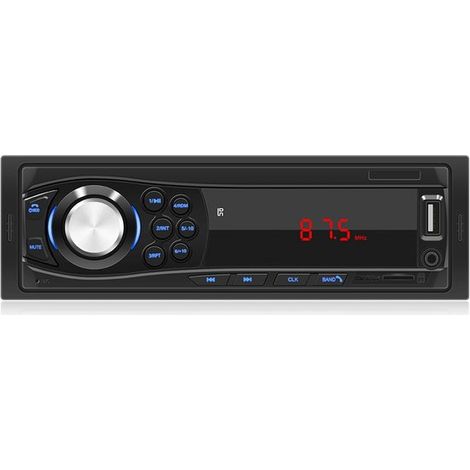 Autoradio DIN Bluetooth con chiamate in vivavoce, singolo DIN, USB, scheda TF, ingresso audio AUX, FM con telecomando. (1/5)