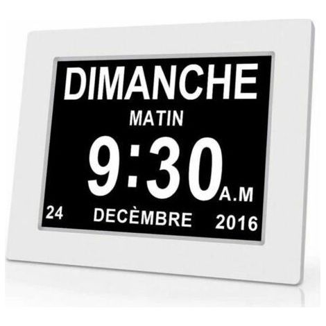 Horloge calendrier numérique One Piece 7 pouces avec date et heure, horloge Alzheimer pour parents, rappel de médicaments pour grands-parents et enfants - Blanc - 20414324mm (1/4)