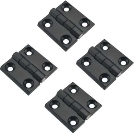 Set mit 4 robusten 40 x 40 mm Türscharnieren aus Zinklegierung, geeignet für Schränke, Schreibtische, Vitrinen, Wandschränke und Elektroschränke.
