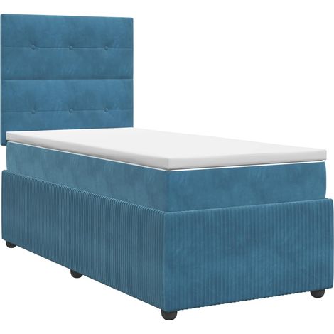 Maison Exclusive - Letto box spring con materasso Blu 90 x 190 cm Velluto (1/5)